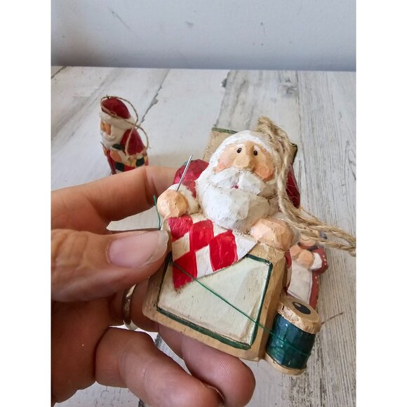 Vintage Eddie Walker knitter sore Santa ornament Mrs Claus knitting knitter Xmas - Picture 5 of 10